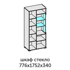 Аллегро-10 Шкаф 2дв. (со стеклом) (дуб крафт золотой-камень темный) в Нефтекамске - neftekamsk.mebel24.online | фото 2