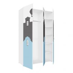 Детская Сити ПМ-332.25 исп 2 Шкаф комбинирован (3д) (Белый/Графит/Голубой) в Нефтекамске - neftekamsk.mebel24.online | фото 2