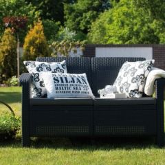 Диван пластиковый Корфу (Corfu love seat) графит в Нефтекамске - neftekamsk.mebel24.online | фото 5