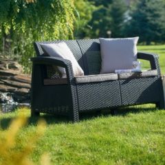 Диван пластиковый Корфу (Corfu love seat) графит в Нефтекамске - neftekamsk.mebel24.online | фото 2