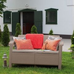 Диван пластиковый Корфу (Corfu love seat) капучино - песок в Нефтекамске - neftekamsk.mebel24.online | фото 3