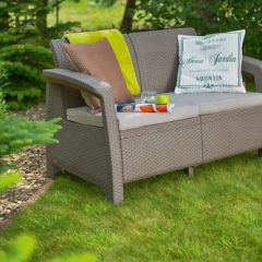 Диван пластиковый Корфу (Corfu love seat) капучино - песок в Нефтекамске - neftekamsk.mebel24.online | фото 2