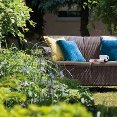 Диван пластиковый Корфу (Corfu love seat) коричневый - серо-бежевый* в Нефтекамске - neftekamsk.mebel24.online | фото 4