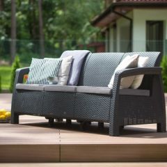 Диван пластиковый Корфу Макс (Corfu love seat max) графит в Нефтекамске - neftekamsk.mebel24.online | фото 3