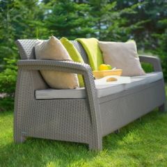 Диван пластиковый Корфу Макс (Corfu love seat max) капучино - песок в Нефтекамске - neftekamsk.mebel24.online | фото 3