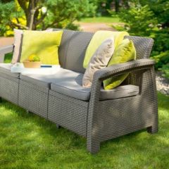 Диван пластиковый Корфу Макс (Corfu love seat max) капучино - песок в Нефтекамске - neftekamsk.mebel24.online | фото 4