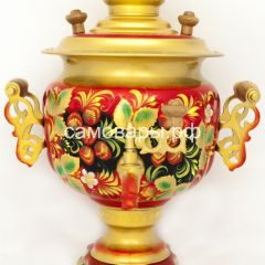 Электрический самовар "Овал ажурный" 3 литра с росписью "Хохлома на красном" в Нефтекамске - neftekamsk.mebel24.online | фото 2