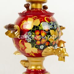 Электрический самовар "Петух" 3 литра с росписью "Хохлома на красном" в Нефтекамске - neftekamsk.mebel24.online | фото 3