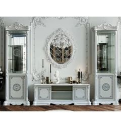 Гостиная Грация (комплект) белый/серебро в Нефтекамске - neftekamsk.mebel24.online | фото