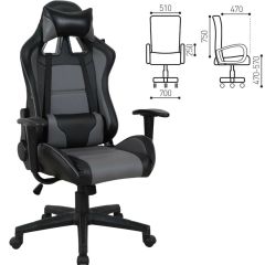 Кресло компьютерное BRABIX "GT Racer GM-100" (черное/серое) 531926 в Нефтекамске - neftekamsk.mebel24.online | фото 2