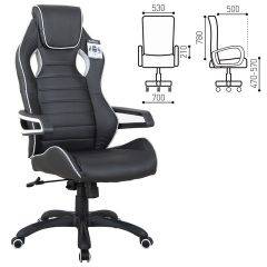 Кресло компьютерное BRABIX Techno Pro GM-003 (экокожа черное/серое, вставки серые) 531814 в Нефтекамске - neftekamsk.mebel24.online | фото 1