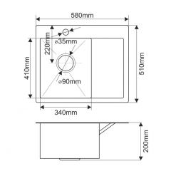 Мойка HD5851L MELANA ProfLine 3,0/200 САТИН врезная прямоугольная с коландером HD5851L в Нефтекамске - neftekamsk.mebel24.online | фото 2