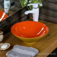 Накладная раковина melana mln-t4006-b6+b3 (желто-красная) в Нефтекамске - neftekamsk.mebel24.online | фото