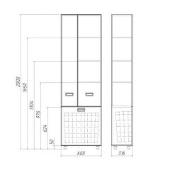 Пенал напольный Cube 60 без ящика с корзиной для белья Домино (DC5014P) в Нефтекамске - neftekamsk.mebel24.online | фото 3