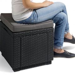 Пуфик Куб с подушкой (Cube with cushion) коричневый - серо-бежевый* в Нефтекамске - neftekamsk.mebel24.online | фото 2