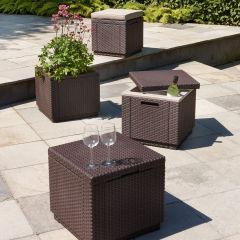 Пуфик Куб с подушкой (Cube with cushion) коричневый - серо-бежевый* в Нефтекамске - neftekamsk.mebel24.online | фото 3