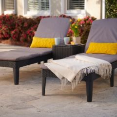 Шезлонг Джайпур с матрасом (Jaipur Sun lounger (with cushion)) графит в Нефтекамске - neftekamsk.mebel24.online | фото 3