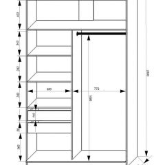 Шкаф-купе 1400 серии SOFT D1+D3+B2+PL1 (2 ящика+1штанга) профиль «Графит» в Нефтекамске - neftekamsk.mebel24.online | фото 3
