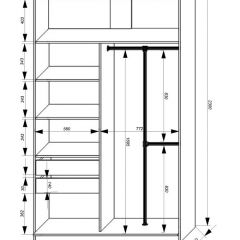 Шкаф-купе 1400 серии SOFT D8+D2+B2+PL4 (2 ящика+F обр.штанга) профиль «Графит» в Нефтекамске - neftekamsk.mebel24.online | фото 3