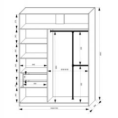 Шкаф-купе 1500 серии NEW CLASSIC K4+K4+B2+PL4 (2 ящика+F обр. штанга) профиль «Капучино» в Нефтекамске - neftekamsk.mebel24.online | фото 3
