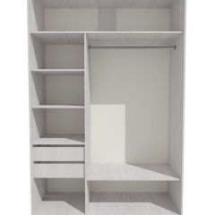 Шкаф-купе 1500 серии SILVER S1+S1+B2+PL2 (2 ящика+1 штанга+1 полка) профиль «Серебро» в Нефтекамске - neftekamsk.mebel24.online | фото 2