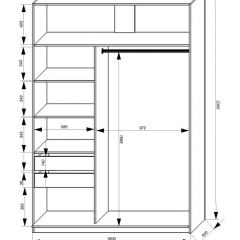 Шкаф-купе 1600 серии SOFT D1+D3+B2+PL1 (2 ящика+1штанга) профиль «Графит» в Нефтекамске - neftekamsk.mebel24.online | фото 4