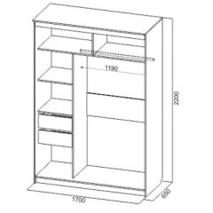 Шкаф-купе №19 Серия 3 Инфинити с зеркалами (1700) Ясень Анкор светлый в Нефтекамске - neftekamsk.mebel24.online | фото 6