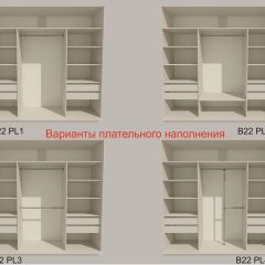 Шкаф-купе 2100 серии SOFT D5+D5+D5+B22+PL4 (по 2 ящика лев/прав+2штанги) профиль «Графит» в Нефтекамске - neftekamsk.mebel24.online | фото 4