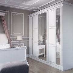 Шкаф-купе 2150 серии NEW CLASSIC K6Z+K1+K6+B22+PL2(по 2 ящика лев/прав+1 штанга+1 полка) профиль «Капучино» в Нефтекамске - neftekamsk.mebel24.online | фото