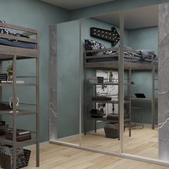 Шкаф-купе 2250 серии SILVER S3+S1+S3Z B22+PL2 (по 2 ящика лев/прав+1штанга+1 полка) профиль «Серебро» в Нефтекамске - neftekamsk.mebel24.online | фото