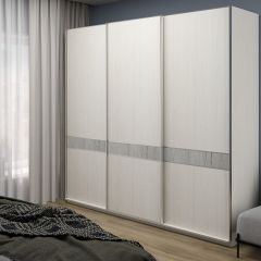 Шкаф-купе 2250 серии SILVER S5+S5+S5 B22+PL4 (по 2 ящика лев/прав+F обр.штанга) профиль «Серебро» в Нефтекамске - neftekamsk.mebel24.online | фото
