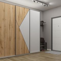 Шкаф-купе 2400 серии SOFT D2+D7+D3+B22+PL2 (по 2 ящика лев/прав+1штанга+1полка) профиль «Графит» в Нефтекамске - neftekamsk.mebel24.online | фото