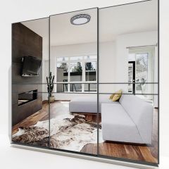 Шкаф-купе 2400 серии SOFT D4+D4+D4+B22+PL1 (по 2 ящика лев/прав+1штанга) профиль «Графит» в Нефтекамске - neftekamsk.mebel24.online | фото 4