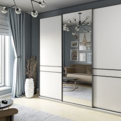 Шкаф-купе 2400 серии SOFT D5+D4+D5+B22+PL3 (по 2 ящика лев/прав+2штанги) профиль «Графит» в Нефтекамске - neftekamsk.mebel24.online | фото