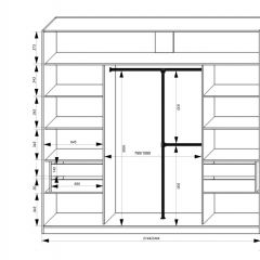 Шкаф-купе 2450 серии NEW CLASSIC K4+K4+K4+B22+PL4 (по 2 ящика лев/прав+F обр.штанга) профиль «Капучино» в Нефтекамске - neftekamsk.mebel24.online | фото 3