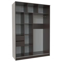 Шкаф-купе ПШ-2.9 1500 Фасад ВСТАВКА МДФ | СТЕКЛО (Венге/Стекло черное) в Нефтекамске - neftekamsk.mebel24.online | фото 2