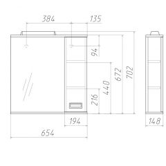 Шкаф-зеркало Cube 65 Эл. ПРАВЫЙ Домино (DC5007HZ) в Нефтекамске - neftekamsk.mebel24.online | фото 2