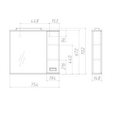 Шкаф-зеркало Cube 75 Эл. Правый Домино (DC5009HZ) в Нефтекамске - neftekamsk.mebel24.online | фото 3