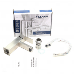 Смеситель д/ум MELANA-F610201 Cubo нерж.сталь, однорычажный, сатин, литой излив в Нефтекамске - neftekamsk.mebel24.online | фото 3