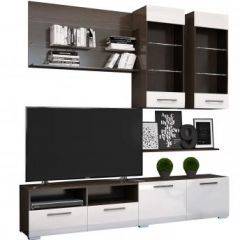 Стенка Ненси 3 (Венге/Белый глянец) в Нефтекамске - neftekamsk.mebel24.online | фото 2