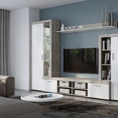 Стенка SKYE (Beton Jasny Atelier/белый) в Нефтекамске - neftekamsk.mebel24.online | фото