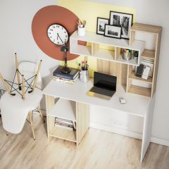 Стол компьютерный Олимп (дуб сонома/белый) в Нефтекамске - neftekamsk.mebel24.online | фото 2