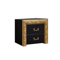 Тумба прикроватная (2 ящика)Тиффани Premium черная/золото (ТФТП-1(П) в Нефтекамске - neftekamsk.mebel24.online | фото