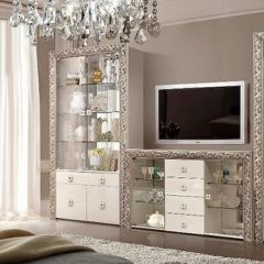Витрина 2-ств. для посуды  Тиффани Premium слоновая кость/серебро (ТФВ3-2С(П) в Нефтекамске - neftekamsk.mebel24.online | фото 2