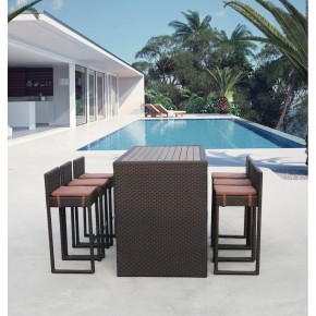 Барный комплект плетеной мебели T390AD/Y390A-W63_6Pcs Brown в Нефтекамске - neftekamsk.mebel24.online | фото 1