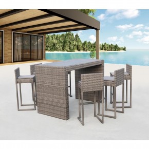 Барный комплект плетеной мебели T390GD/Y390G-W78_6Pcs Grey в Нефтекамске - neftekamsk.mebel24.online | фото 1