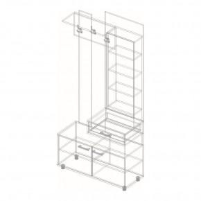 ГРАФ Вешалка с зеркалом ПРАВОЕ исполнение (перламутр) в Нефтекамске - neftekamsk.mebel24.online | фото 2