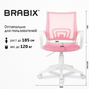 Кресло BRABIX "Fly MG-396W", с подлокотниками, пластик белый, сетка, розовое, 533008 в Нефтекамске - neftekamsk.mebel24.online | фото 5