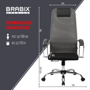 Кресло офисное BRABIX PREMIUM "Ultimate EX-800" хром, плотная двойная сетка Х2, черное/серое, 532912 в Нефтекамске - neftekamsk.mebel24.online | фото 3