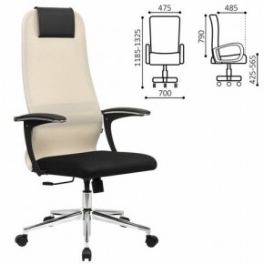 Кресло офисное BRABIX PREMIUM "Ultimate EX-801" хром, плотная двойная сетка Х2, черное/бежевое, 532919 в Нефтекамске - neftekamsk.mebel24.online | фото 1